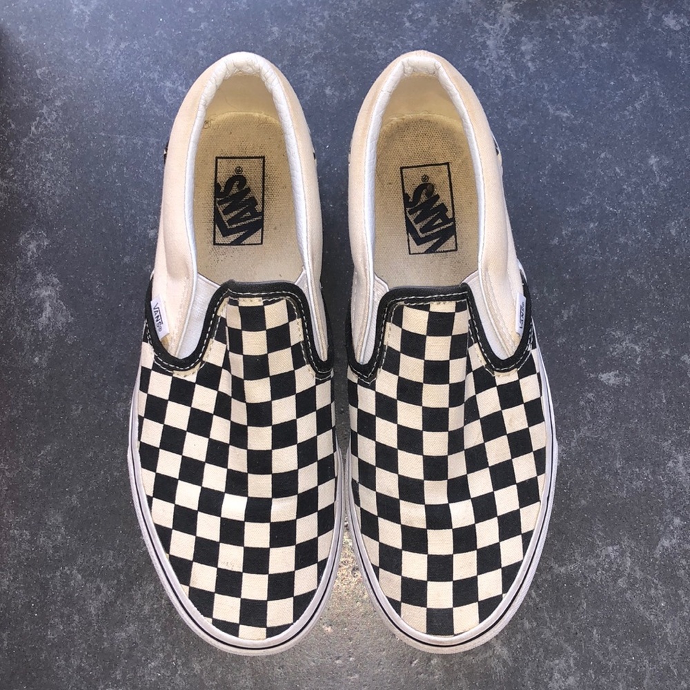Black and white checkered Classic Slip-on Vans W9.5